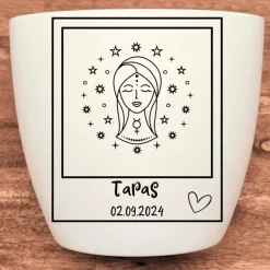 Besonderes Geschenk - Blumentopf graviert - Sternzeichen Jungfrau