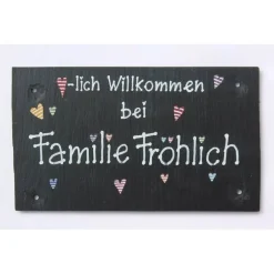 besonderes Hochzeitsgeschenk für das Brautpaar, Türschild aus Schiefer personalisiert mit Name, Geschenk zur Hochzeit, Präsent zum Hochzeitstag, Andenken Jahrestag