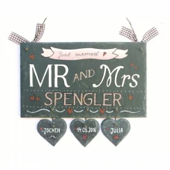 besonderes Hochzeitsgeschenk für das Brautpaar, Schieferschild mit Namen personalisiert, Geschenk zur Hochzeit & Hochzeitstag, Jahrestagsgeschenk