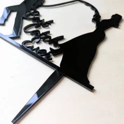 Best Catch Ever - Acryl Cake Topper Figuren für Hochzeitstorte | Schwarz Angel Topper | Lustiger Tortenstecker