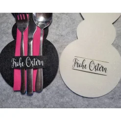 Besteckhalter mit Osterhase aus Filz. Tischdeko für Ostern. Geschenk oder Mitbringsel