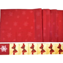 Bestecktaschen 6 Stück & Tischläufer Schneeflocken Schleife – Tischset Weihnachten Deko