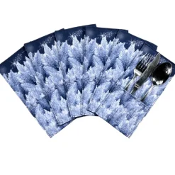 Bestecktaschen 6 Stück & Tischläufer Winter – Tischset & Tischdeko Weihnachten, wasserabweisend, Handarbeit