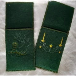 Bestecktaschen 6er Weihnachtsset Rot oder Grün – Handgemachte Filz-Taschen mit Stickerei