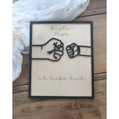 Bester Papa Bester Opa personalisiertes Holzbild Kinder Enkelkinder Fäuste check Vatertag Erinnerungen Herzensbotschaft