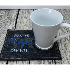 bester Papa der Welt - MugRug - Untersetzer aus Filz bestickt - tolles Geschenk für den Papa zum Vatertag oder einfach s