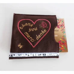 Bestickte Geschenkverpackung DANKE für eine Tafel Schokolade als Geschenkidee Schokoladenhülle Muttertag oder einfach so