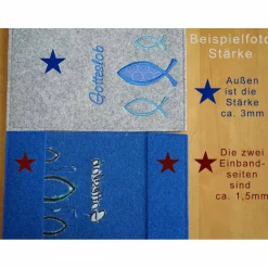 Bestickte Gotteslobhülle aus weinrotem Filz mit goldenem Engel *sofort versandfertig