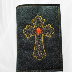 bestickte Hülle für das Gottes - Lob, dunkelgrün-meliert, hochwertiger Filz