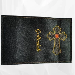 bestickte Hülle für das Gottes - Lob, dunkelgrün-meliert, hochwertiger Filz