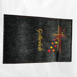 bestickte Hülle für das Gottes - Lob, dunkelgrün-meliert, hochwertiger Filz