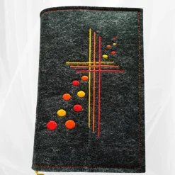 bestickte Hülle für das Gottes - Lob, dunkelgrün-meliert, hochwertiger Filz