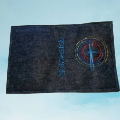 bestickte Hülle für das Gottes - Lob, blau-meliert, hochwertiger Filz