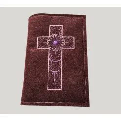 bestickte Hülle für das Gottes - Lob, dunkelrot-meliert, hochwertiger Filz