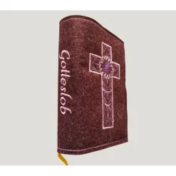 bestickte Hülle für das Gottes - Lob, dunkelrot-meliert, hochwertiger Filz