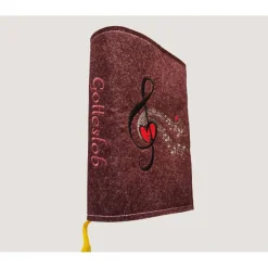 bestickte Hülle für das Gottes - Lob, dunkelrot-meliert, hochwertiger Filz