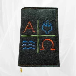 bestickte Hülle für das Gottes - Lob, dunkelgrün-meliert, hochwertiger Filz