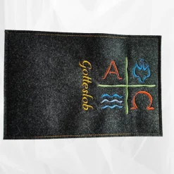 bestickte Hülle für das Gottes - Lob, dunkelgrün-meliert, hochwertiger Filz