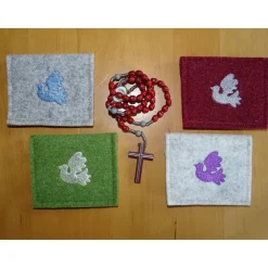 Bestickte Rosenkranztasche aus Filz *Taube *individuell angefertigt