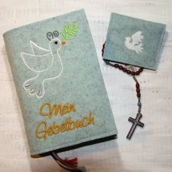 Bestickte Rosenkranztasche aus Filz *Taube *individuell angefertigt