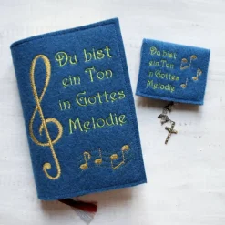 Bestickte Rosenkranztasche aus Filz *Motiv Du bist ein Ton in Gottes Melodie 1 *individuell angefertigt