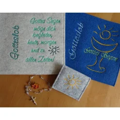 Bestickte Rosenkranztasche aus Filz *Motiv Sonne *individuell angefertigt