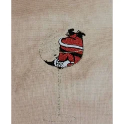 Bestickte Stofftasche mit Weihnachtsmann im Weinglas