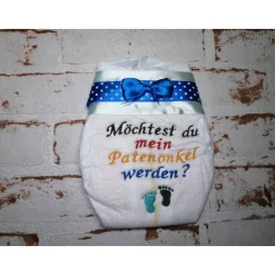 Bestickte Windel für Taufe