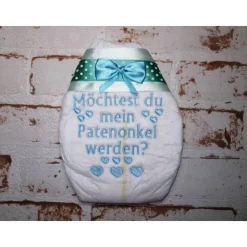 Bestickte Windel für Taufe