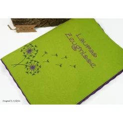 bestickte Zeugnismappe aus Filz, personalisiert, Pusteblume, Einschulungsgeschenk, Geschenk Schulanfang Mädchen