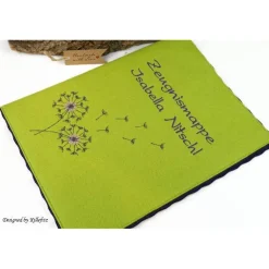 bestickte Zeugnismappe aus Filz, personalisiert, Pusteblume, Einschulungsgeschenk, Geschenk Schulanfang Mädchen