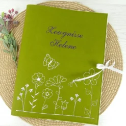 bestickte Zeugnismappe personalisiert aus Filz – Geschenk zum Schulanfang für Mädchen