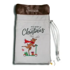 Bestickter Weihnachtsbeutel Nikolausbeutel weihnachtlicher Geschenkbeutel personalisierter Wunschname flauschige Krempe