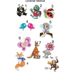 Besticktes Kinderhandtuch mit Tieren Namen Kita Erkennungsbilder Kindertagesstätte Tagesmutter Kindergarten