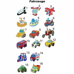 Besticktes Kinderhandtuch mit Fahrzeugen Wunschnamen Kita Erkennungsbilder Kindertagesstätte Tagesmutter Kindergarten