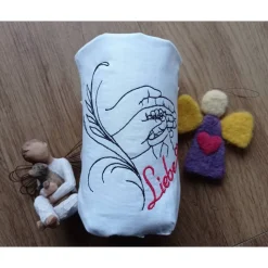 Besticktes Lichtersäckchen, Trauerlicht, Erinnerungslicht - Liebe mit Händen - Gedenklicht, Fehlgeburt