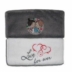 Besticktes personalisiertes Gästehandtuch Love for ever Verliebtes Paar Frotteetuch für Verliebte Hochzeit Valentinstag