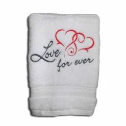 Besticktes personalisiertes Gästehandtuch Love for ever Verliebtes Paar Frotteetuch für Verliebte Hochzeit Valentinstag