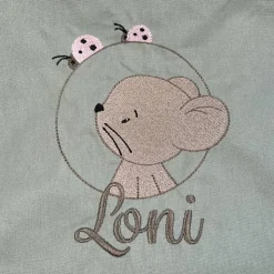 Beutel bestickt mit Maus, Marienkäfer und Wunschnamen I personalisierter Kita Beutel I Kindergartentasche mit Name