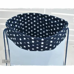 Beutel-/Rucksack hell-dunkelblau mit Bär und Wunschname