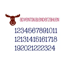 Bügelbild - Adventskalenderzahlen  + Elch #1