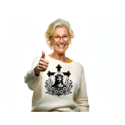 Bügelbild - Jesus mit Kreuz  - Applikation zum aufbügeln - Aufbügler - christliches Bügelbild