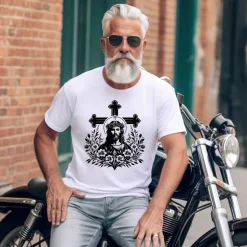 Bügelbild - Jesus mit Kreuz  - Applikation zum aufbügeln - Aufbügler - christliches Bügelbild