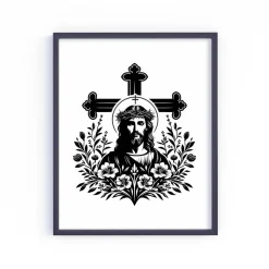 Bügelbild - Jesus mit Kreuz  - Applikation zum aufbügeln - Aufbügler - christliches Bügelbild