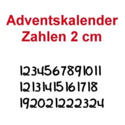Bügelbild Adventskalender Zahlen 1-24 aus Flockfolie – personalisierbar & waschbar