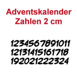 Bügelbild Adventskalender Zahlen 1-24 aus Flockfolie – Velour zum Aufbügeln