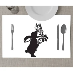 Bügelbild für Ostern - Frühlings Deko mit Blumen, Schmetterling und Osterhasen