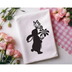 Bügelbild für Ostern - Frühlings Deko mit Blumen, Schmetterling und Osterhasen