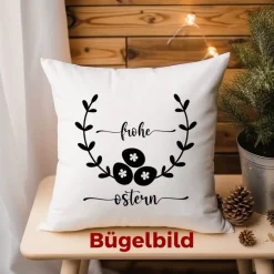 Bügelbild Frohe Ostern - Frühling / Bügelbilder Hase Ostermotiv/ Blumenranke