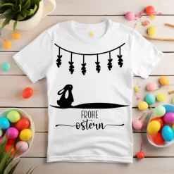 Bügelbild Frohe Ostern - mit Häschen / Osterhase / Bügelbilder Hase Ostermotiv/ Möhren - Osterei-